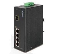 Planet switch ISW-514PTF, průmysl.verze 4x10/100+1x100BaseFX (SFP), DIN, IP30, -40 až 70°C, 12-48V