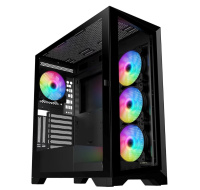 BAZAR - VeinX case GL29AL-BK, ATX, Průhledná bočnice, 4x 120mm ARGB Fan, ARGB Hub, Černá - Rozbaleno (Komplet)
