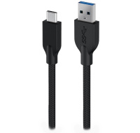 GENIUS nabíjecí kabel ACC-A2CC-3A, 150cm, USB-A na USB-C, 3A, QC3.0, opletený, černý