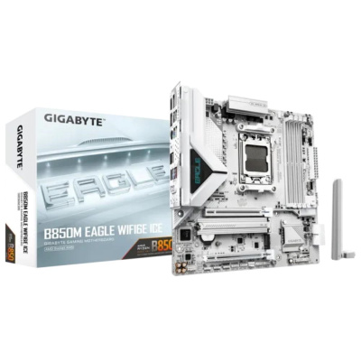 GIGABYTE MB Sc AM5 B850M EAGLE WF6E ICE, AMD B850, 4xDDR5, 1xHDMI, 2xDP, Wifi, mATX