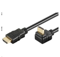 PremiumCord HDMI High Speed+Ethernet kabel, zlacený zahnutý konektor 270° 2m