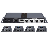 PREMIUMCORD HDMI 1-4 splitter+extender po CAT6/6a/7, FULL HD, 3D