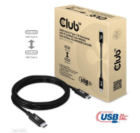 Club3D kabel USB4 Gen2x2 Typ-C, Oboustranný USB-IF Certifikovaný data kabel, Data 20Gbps, PD 240W(48V/5A) EPR M/M 2m