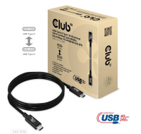 Club3D kabel USB4 Gen3x2 Typ-C, Oboustranný USB-IF Certifikovaný data kabel, Data 40Gbps, PD 240W(48V/5A) EPR M/M 1m