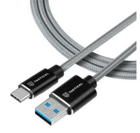 Tactical nabíjecí kabel, USB-A/UCB-C, 15 W, délka 30 cm, šedá