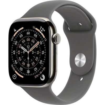 Apple Watch Series 11 GPS + Cellular 46mm Natural Titanium Case with Stone Grey Sport Band - M/L
