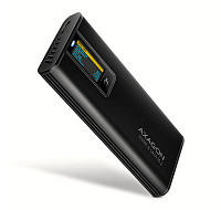 AXAGON EEM2-SD2B, USB-C 10Gbps externí box s displejem pro M.2 NVMe/SATA SSD, bezšroubkový, černý