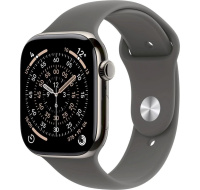 Apple Watch Series 11 GPS + Cellular 46mm Natural Titanium Case with Stone Grey Sport Band - M/L