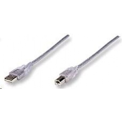 MANHATTAN Kabel USB 2.0 A-B propojovací 5m (stříbrný)