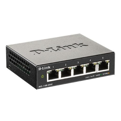 BAZAR - D-Link DGS-1100-05V2 5-port Gigabit Smart Managed switch, fanless - Poškozený obal (Komplet)