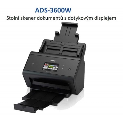 BROTHER skener ADS-3600W DUALSKEN (až 50 str/min, 600 x 600 dpi, LCD,512MB,USB3.0,NFC)Wifi+LAN duplex