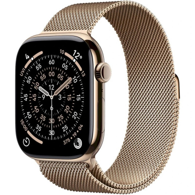 Apple Watch Series 11 GPS + Cellular 46mm Gold Titanium Case with Gold Milanese Loop - M/L