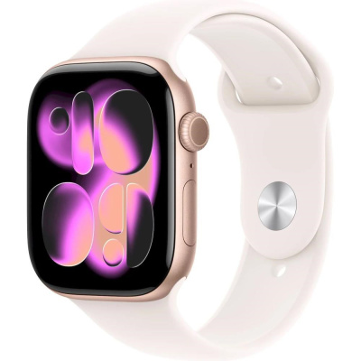 Apple Watch Series 11 GPS + Cellular 46mm Rose Gold Aluminium Case with Light Blush Sport Band - S/M