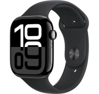 Apple Watch Series 10 GPS + Cellular 46mm Jet Black Aluminium Case with Black Sport Band - S/M