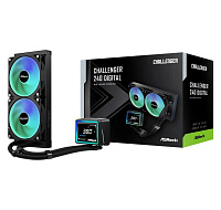 ASROCK Vodní chladič Challenger 240 Digital, 2x120mm, ARGB, LGA1851, AM5, černá