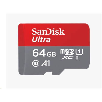 SanDisk MicroSDXC karta 64GB Ultra (140 MB/s, A1 Class 10 UHS-I) + adaptér