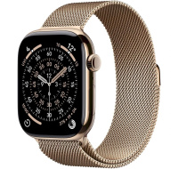 Apple Watch Series 11 GPS + Cellular 46mm Gold Titanium Case with Gold Milanese Loop - S/M