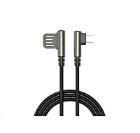 WG - Datový kabel Micro USB na USB-A, 1 metr, 90 stupňů zahnutý, černá