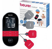 Beurer EM 59 elektrostimulátor 3v1, TENS/EMS technologie, funkce vyhřívání, 4 gelové elektrody, 2 nezávislé kanály