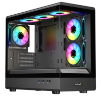 BAZAR - EVOLVEO Ursus, skříň mATX, 6x ARGB ventilátor 120mm, skleněná bočnice + přední panel - Poškozený obal (Komplet)