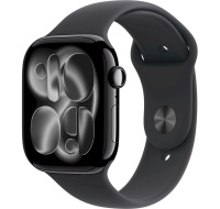 Apple Watch Series 11 GPS + Cellular 46mm Jet Black Aluminium Case with Black Sport Band - M/L