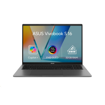 ASUS NTB Vivobook S 16 (M3607KA-OLED022X), R7 AI 350, 16" 1920x1200 OLED, 32GB, 1TB SSD, Radeon, W11 Pro, Matte Gray