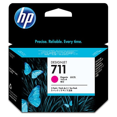 HP 711 Magenta DJ Ink Cart, 29 ml, 3-pack, CZ135A