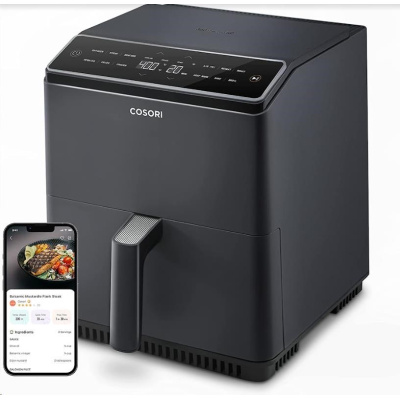 BAZAR - Cosori Dual Blaze 6.4L SMART horkovzdušná  fritéza + 5x špíz a gril. rošt, black - Poškozený obal (Komplet)