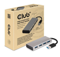 Club3D Rozbočovač, USB 3.1, 4 porty s napájecím adaptérem