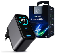 3mk napájecí adaptér InCharge Lumin PD 67W QC4+ PPS AFC FCP SCP 1A2C TFT Display Black/Grey