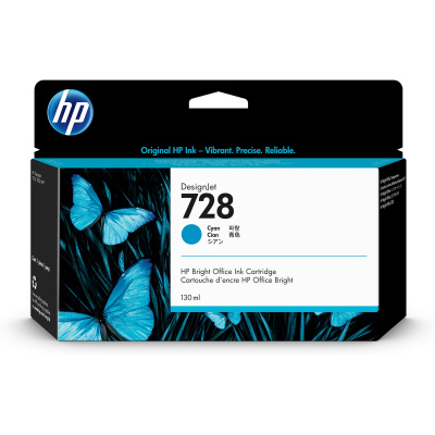 HP 728 130-ml Cyan DesignJet Ink Cartridge