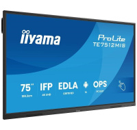 Iiyama ProLite TE7512MIS, 24/7, 190.5 cm (75''), PureTouch-IR, 4K, USB, USB-C, Ethernet, Wi-Fi, kit (USB), black