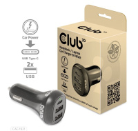 Club3D Auto nabíječka pro Notebooky 36W, 3 porty (2xUSB-A + USB-C)