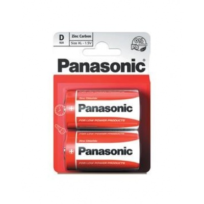 PANASONIC Zinkouhlíkové baterie Red Zinc R20RZ/2BP EU D 1,5V (Blistr 2ks)