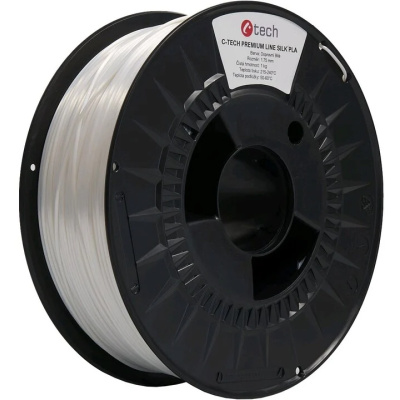 C-TECH Tisková struna (filament) PREMIUM LINE, Silk PLA, dopravní bílá, RAL9003, 1,75mm, 1kg