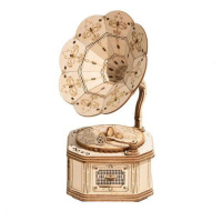RoboTime dřevěné 3D puzzle Starožitný gramofon