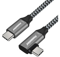 PREMIUMCORD Zahnutý kabel USB-C (USB 3.2 Gen 2, 3A, 60W, 20Gbit/s), hliníkové krytky konektorů, 0,5m