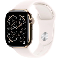 Apple Watch Series 11 GPS + Cellular 42mm Gold Titanium Case with Light Blush Sport Band - S/M