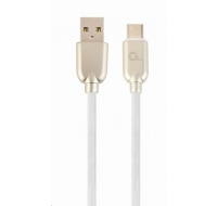 GEMBIRD Kabel USB-A na USB-C kabel (AM/CM), 2m, pogumovaný, bílý, blister