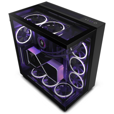 NZXT skříň H9 Elite dvoukomorová ATX / 3xRGB 120 mm / 1x 120mm fan / prosklená / RGB&fan controler / černá