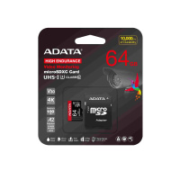 ADATA MicroSDXC karta 64GB High Endurance UHS-I C10 V30 A2 (R:100/W:80 MB/s) + SD adaptér