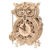 RoboTime 3D dřevěné mechanické puzzle Soví hodiny