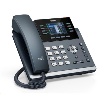 Yealink SIP-T44W SIP telefon, grafický 3,7" displej, 2 x RJ45 10/100/1000 Mbps, WiFi, PoE, bez adaptéru