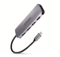 AXAGON HMC-HCR3A, USB 3.2 Gen 1 hub, porty 3x USB-A, HDMI 4k/30Hz, SD/microSD, kabel USB-C 20cm