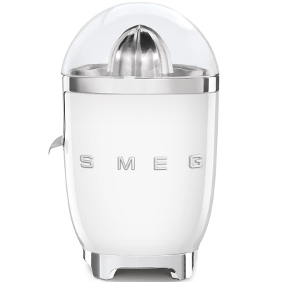 Smeg CJF11WHEU citrusový odšťavňovač, 70 W, manuální tlak, univerzální kužel z nerezové oceli, bílý