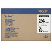 BROTHER HGE-151V5 Labelling Supplies, 24mm Black/Clear (5 pcs Pack) High Grade Tape