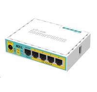 MikroTik RouterBOARD hEX PoE Lite, 650MHz CPU, 64MB RAM, 5x LAN, USB, PoE, 1x USB, vč. L4 licence