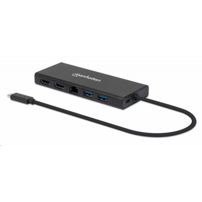 Manhattan adaptér USB-C na Dual HDMI Multiport, USB 3.2 Gen 1, černá