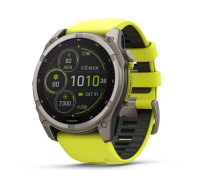 Garmin - fenix 8 Solar Sapphire - 51 mm - Titanium with Amp Yellow | Graphite Silicone Band, EU