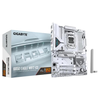 GIGABYTE MB Sc AM5 B850 EAGLE WF7 ICE, AMD B850, 4xDDR5, 1xHDMI, 1xDP, Wifi, ATX
